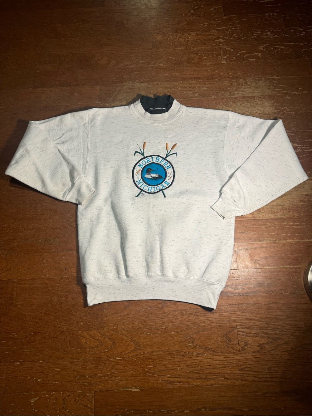 90s Vintage Northern Michigan Duck Graphic Embroidered Crewneck